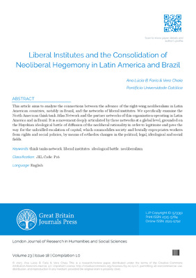 Liberal Institutes and the Consolidation of Neoliberal Hegemony in Latin America and Brazil