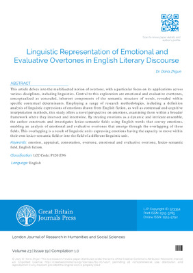 Linguistic Representation of Emotional and Evaluative Overtones in English Literary Discourse