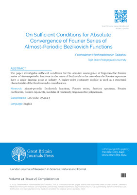 On Sufficient Conditions for Absolute Convergence of Double Fourier Series of Almost-Periodic Bezikovich Functions