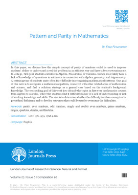 Pattern and Parity in Mathematics