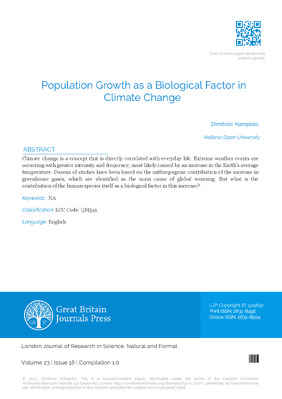 Population Growth as a Biological Factor in Climate Change