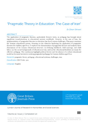 Pragmatic Theory in Education: The Case of Iran