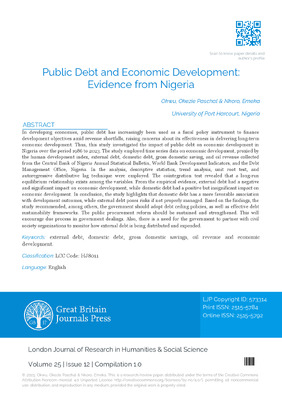 Public Debt and Economic Development: Evidence from Nigeria
