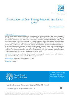 Quantization of Dark Energy Particles and Sarkar Limit