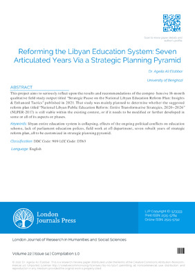 Reforming the Libyan Education System: Seven Articulated Years via a Strategic Planning Pyramid