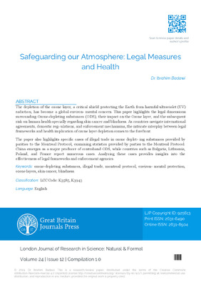 Safeguarding our Atmosphere: Legal Measures and Health