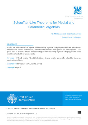 Schauffler-Like Theorems for Medial and Paramedial Algebras