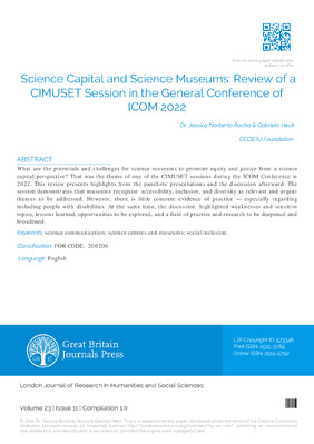 Science Capital and Science Museums: Review of a CIMUSET session in the General Conference of ICOM 2022