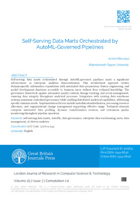 Self‑Serving Data Marts Orchestrated by Auto ML-Governed Pipelines
