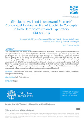 Simulation Assisted Lessons and Students’ Conceptual Understanding of Electricity Concepts in Both Demonstrative and Exploratory Classrooms