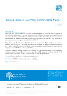 Sixfold Discrete Symmetry Explains Dark Matter