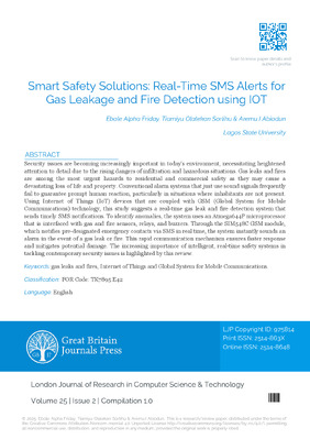 Smart Safety Solutions: Real-Time SMS Alerts for Gas Leakage and Fire Detection using IoT