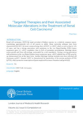Targeted Therapies and their Associated Molecular Alterations in the Treatment of Renal Cell Carcinoma
