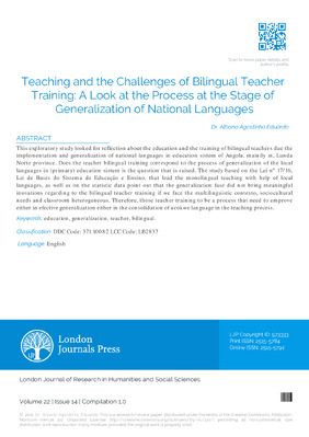 Teaching and The Challenges of Bilingual Teacher Training: A Look at The Process at the Stage of Generalization of National Languages