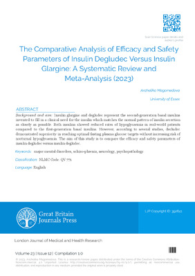 The Comparative Analysis of Efficacy and Safety Parameters of Insulin Degludec Versus Insulin Glargine: A Systematic Review and Meta- Analysis (2023)