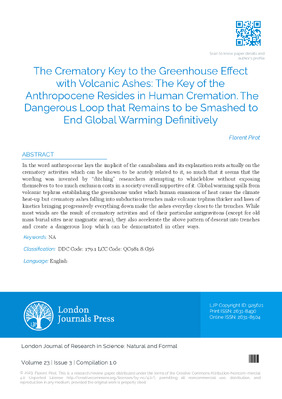 The Crematory Key to the Greenhouse Effect with Volcanic Ashes: The Key of the Anthropocene Resides in Human Cremation. the Dangerous Loop That Remains to be Smashed to End Global Warming Definitively.
