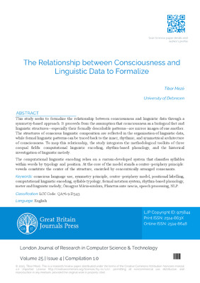 The Relationship between Consciousness and Linguistic Data to Formalize