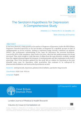 The Serotonin Hypothesis for Depression: A Comprehensive Study