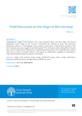 Third Discussion on the Origin of the Universe