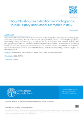 Thoughts about an Exhibition on Photography, Public History and School Memories in Italy