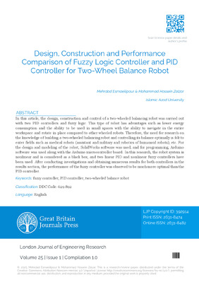 Design, Construction and Performance Comparison of Fuzzy Logic Controller and PID Controller for two-Wheel Balance Robot