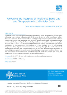 Unveiling the Interplay of Thickness, Band Gap and Temperature in CIGS Solar Cells