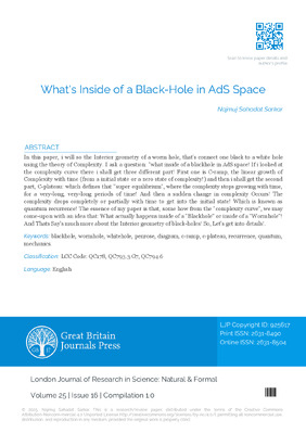 What’s Inside of a Black-Hole in AdS Space