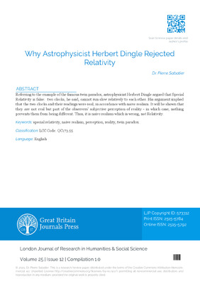 Why Astrophysicist Herbert Dingle Rejected Relativity