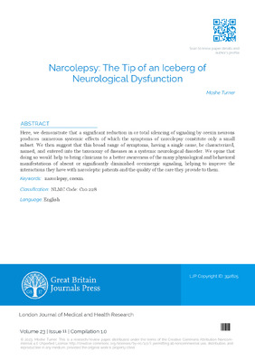 Narcolepsy: The Tip of an Iceberg  of Neurological Dysfunction