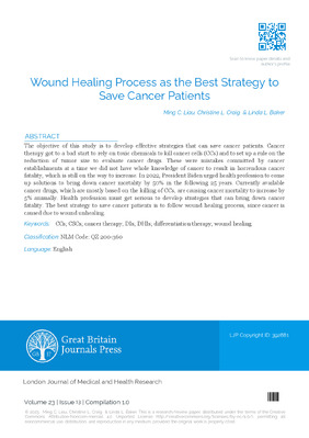 Wound Healing Process as the Best Strategy to Save Cancer Patients