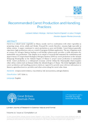 Recommended Carrot Production and Handling Practices