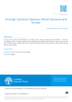 Amazigh Literature: Between World Literature and Europe