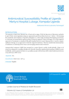 Antimicrobial Susceptibility Profile at Uganda Martyrs Hospital Lubaga, Kampala Uganda