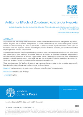 Antitumor Effects of Zoledronic Acid under Hypoxia