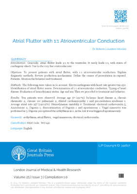 Atrial Flutter with 1:1 Atrioventricular Conduction