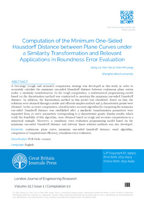 Computation of the Minimum One-sided Hausdorff Distance between Plane Curves under a Similarity Transformation and Relevant Applications in Roundness Error Evaluation