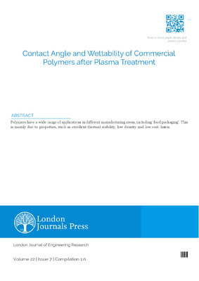Contact Angle and Wettability of Commercial Polymers Studies after Treatment