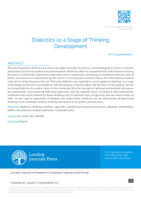 Dialectics as a Stage of Thinking Development