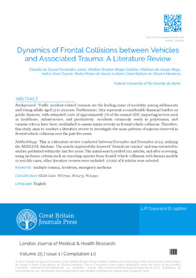 Dynamics of Frontal Collisions between Vehicles and Associated Trauma: A Literature Review