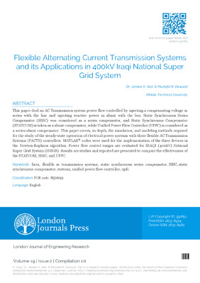 Flexible Alternating Current Transmission Systems (FACTS) and its Applications in  IRAQI (400kV) National Super Grid System (INSGS)