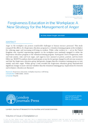 Forgiveness Education in the Workplace: A New Strategy for the Management of Anger
