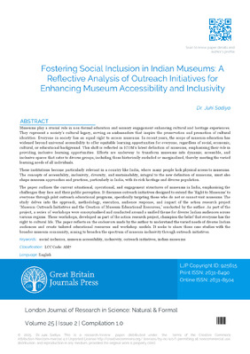 Fostering Social Inclusion in Indian Museums: A Reflective Analysis of Outreach Initiatives for Enhancing Museum Accessibility and Inclusivity