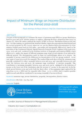 Impact of Minimum Wage on Income Distribution for the Period 2012-2018