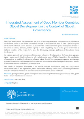 Integrated Assessment of Oecd Member Countries Global Development in the Context of Global Governance