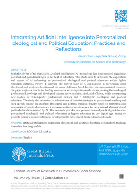 Integrating Artificial Intelligence into Personalized Ideological and Political Education: Practices and Reflections