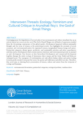 Interwoven Threads: Ecology, Feminism, and Cultural Critique in Arundhati Roy’s the God of Small Things