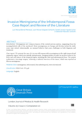 Invasive Meningioma of the Infratemporal Fossa. Case Report and Review of the Literature