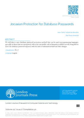 Jocaxian Protection for Database Passwords