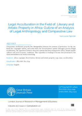 Legal Acculturation in the Field of  Literary and Artistic Property in Africa: Outline of an Analysis of Legal Anthropology and Comparative law