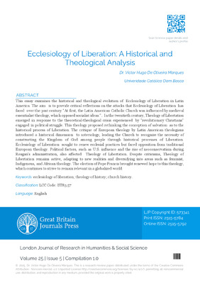 Ecclesiology of Liberation: A Historical and Theological Analysis